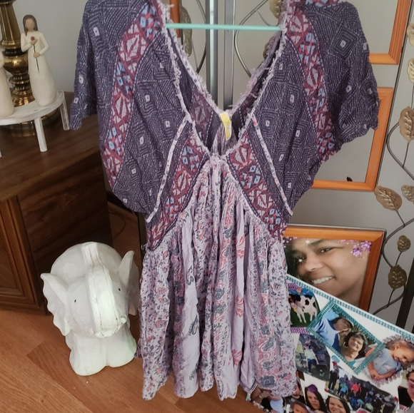 GUC Free people flowy w/tie in back oversized top sz small oversized - Picture 3 of 9